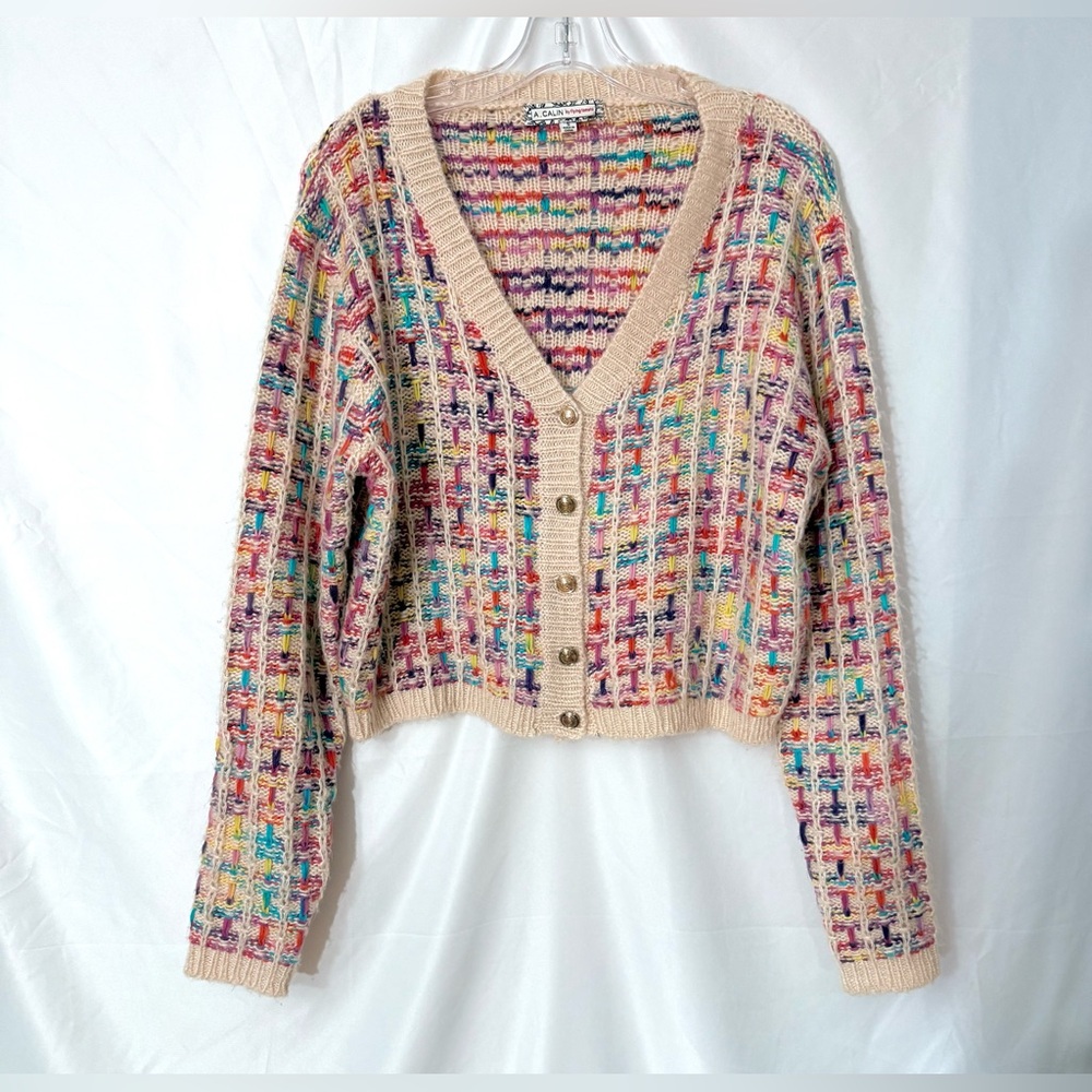 A. Calin By Flying Tomato Oversized Textured Button Down Long Sleeve Sweater - Picture 3 of 9